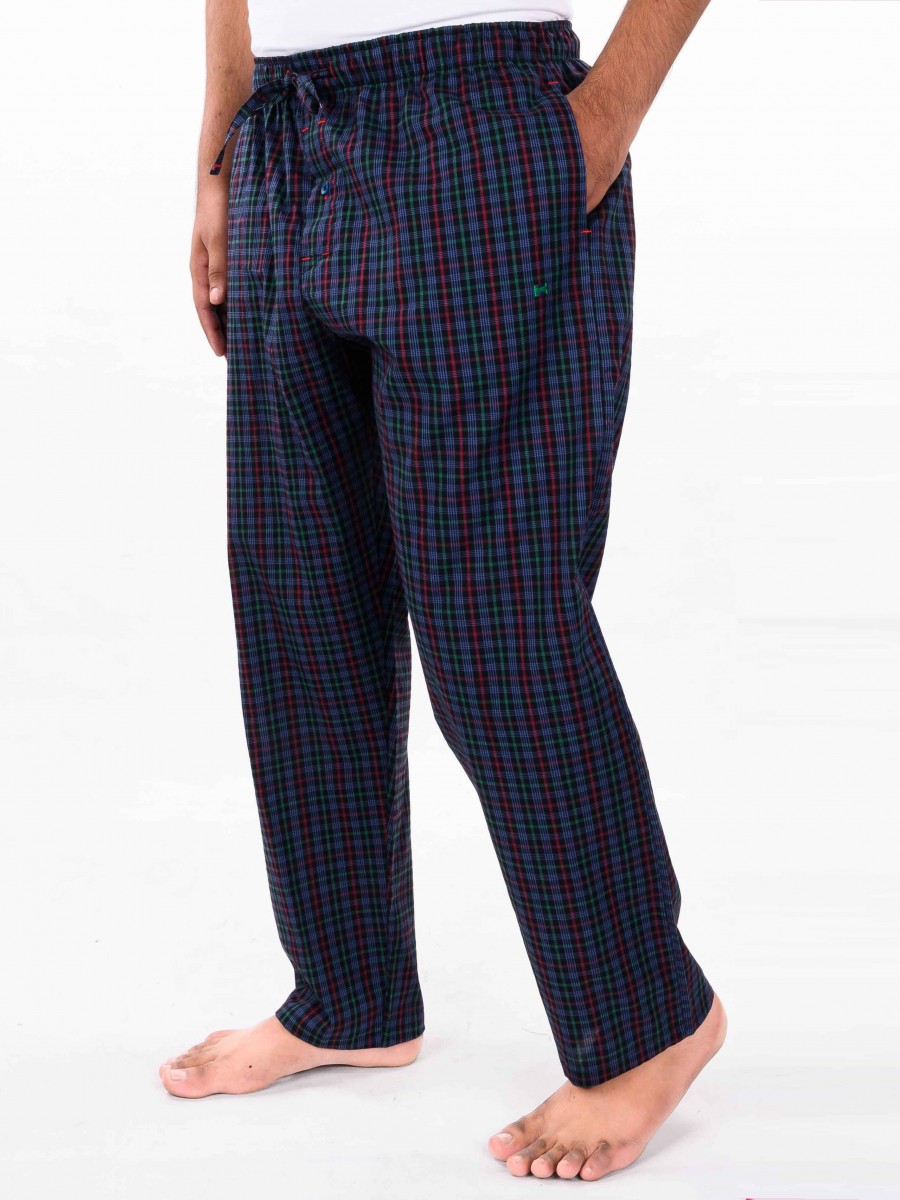Buy Hueman Multicolor Checked Cotton Blend Relaxed Pajama 10300033 ...