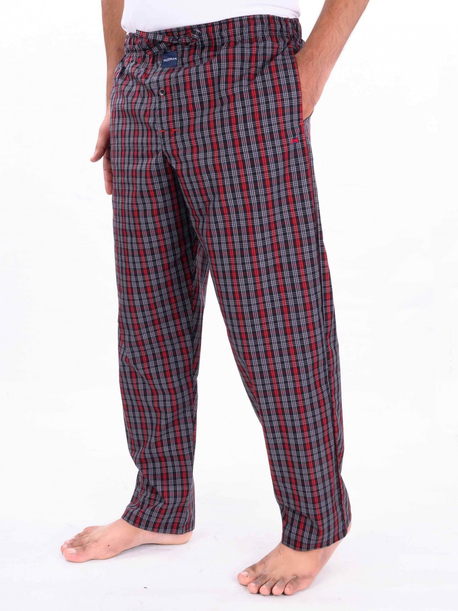 Buy Red & White Multi Checked Cotton Blend Relaxed Pajama