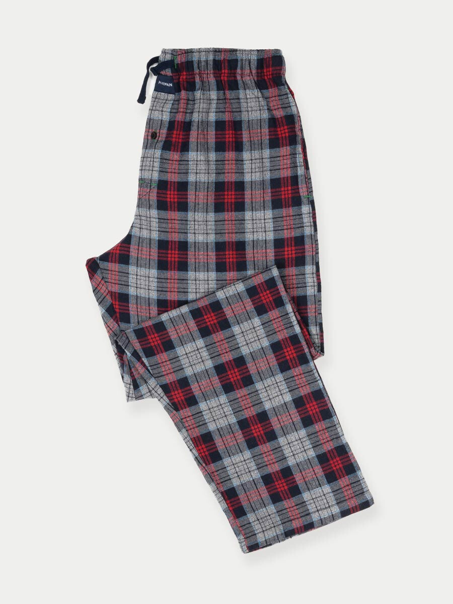 Buy Hueman Flannel Plaid Red/Grey Relaxed Winter Pajama