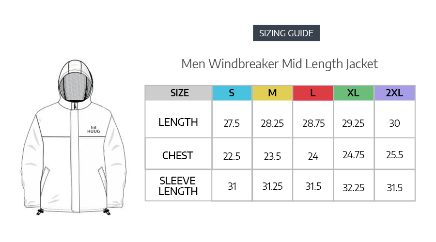 Buy HUUG Black Windbreaker Waterproof Rain Jacket for Men